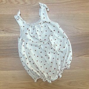 Rylee & Cru Shoulder Tie Bubble Romper in Ladybugs